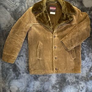 Vintage Lake Forest Faux Fur Lined Corduroy Jacket - Brown - Rancher Style
